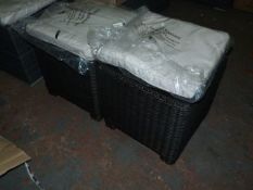 *Pair of Rattan Style Footstools with Cushions