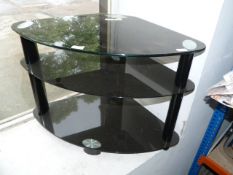 Three Tier Black Glass TV Unit