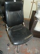 *Leather and Polished Aluminium Office Chair with Rise and Fall Action