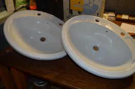 Two Inset Wash Hand Basins