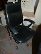 *Leather and Polished Aluminium Office Chair with Rise and Fall Action