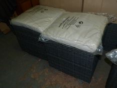 *Pair of Rattan Style Footstools with Cushions