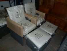 *Pair of Rattan Style Garden Chairs with Footstools and Cushions