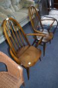 Pair of Ercol Stickback Dining Armchairs