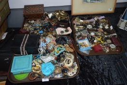 Three Tray Lots; Large Quantity of Costume Jewellery, Jewellery Boxes, Necklaces, Wristwatches,
