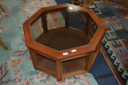 Hexagonal Coffee Table with Glass Inlet Top