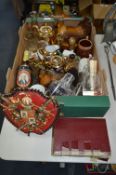 Box Containing Chicken Egg Pot, Part Tea Set, Glassware, etc.