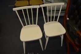 Pair of White Painted Stickback Dining Chairs