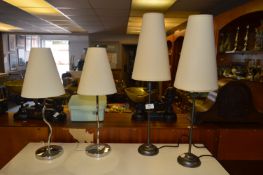 Selection of Wrought Metal and Chrome Table Lamps with Shades