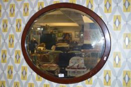 Mahogany Framed Oval Bevelled Edge Wall Mirror