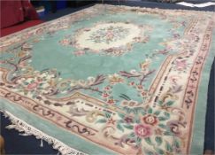 Large Chinese Green Floral Pattern Rug 142x107