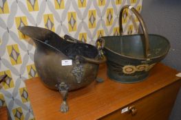 Painted Brass Helmet Shaped Coal Bucket