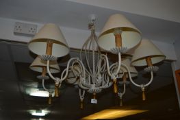 Painted Wrought Metal Six Branch Ceiling Light Fitting