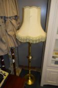 Brass Effect Standard Lamp and Shade