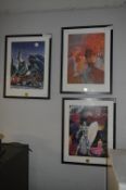 Two Marvel and One DC Comics Prints; Silver Surfer, Hulk and Batman