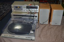 Technics Hifi Separates Record Deck, Tuner, Amp and Tape Deck with Sony Speakers