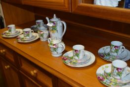 Japanese Floral Decorated Tea Set with Geisha Girl Base