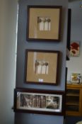 Set of Three Framed Embossed Pictures 