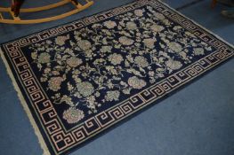 Blue Ground Floral Pattern Rug