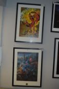 Two Marvel Comics Prints; Captain America and Mephisto
