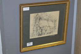 Framed Tom Harland Print of a Church