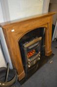 Brass Coal Effect Electric Fire and Surround with Black Slate Hearth and Backplate