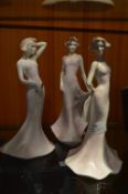 Set of Three Coalport Silhouettes Figurines 