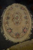 Oval Floral Patterned Chinese Rug