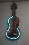 Nostalgic Neon Violin Wall Clock