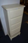 *White Painted Slim Five Height Chest of Drawers