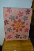 Painting on Canvas Flowers on Pink Background