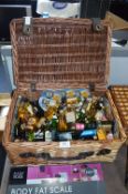 Picnic Basket Containing a Quantity of Miniature Spirits