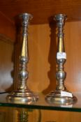Pair of Chrome Plated Candlesticks