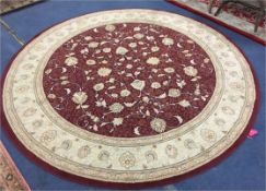 Brown Floral Pattern Circular Rug 79