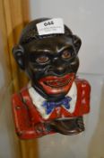 Reproduction Cast Iron Jolly Black Boy Penny Bank