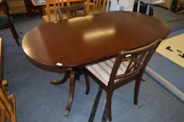 Mahogany Drawer Leaf Dining Table and Two Chairs