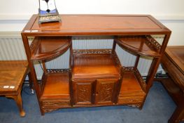 Rosewood Oriental Sideboard with Carved Panel Doors