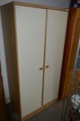 Laminated Oak and White Two Door Wardrobe