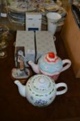 Decorative Teapots, Vase, Caithness Glass, etc.