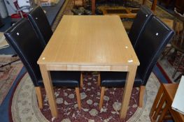 Light Oak Effect Rectangular Dining Table with Four Brown Faux Leather Dining Chairs