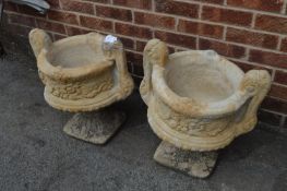 Pair of Reconstituted Limestone Garden Urns