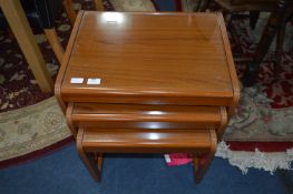 Teak Effect Nest of Three Tables