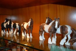 Collection Three Ornamental Shire Horse Figurines