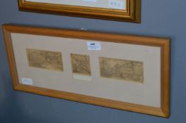 Set of Three Framed Pencil Drawings