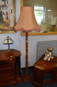 Turned Wood Standard Lamp and Shade
