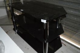 Black Glass Three Tier TV Stand