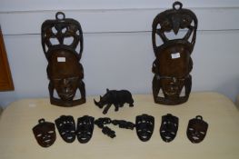 Collection of African Carved Wood Wall Masks