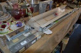 Venetian Window Blind, Two Roller Blinds and a Chrome Curtain Pole