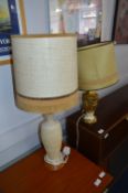 Two Pottery Table Lamps and Shades