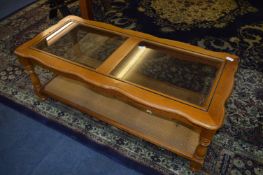 Walnut Effect Coffee Table with Glass Inlet Top
